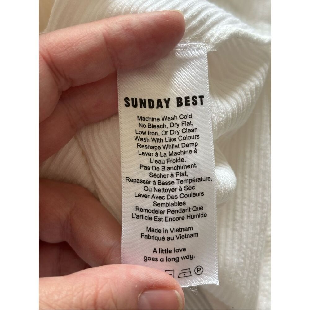 Aritzia Sunday Best White Ribbed Ruffle Strap Mini Dress Size XS - Picture 3 of 9
